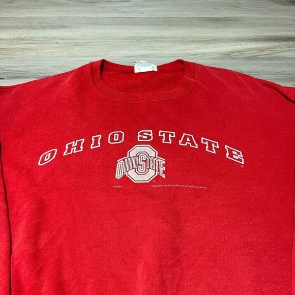 Vintage Ohio State Sweater Mens XL Red Crewneck Sweatshirt Fleece Made in USA - Picture 2 of 6